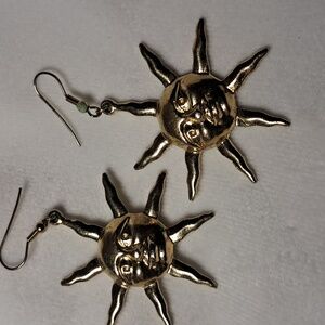 Goldtone Boho Sunface Earrings